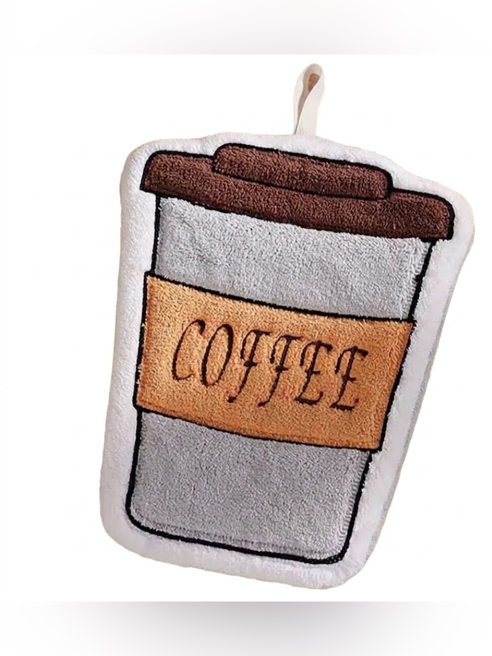 NWT Plush Coffee Cup Hanging Hand Towel